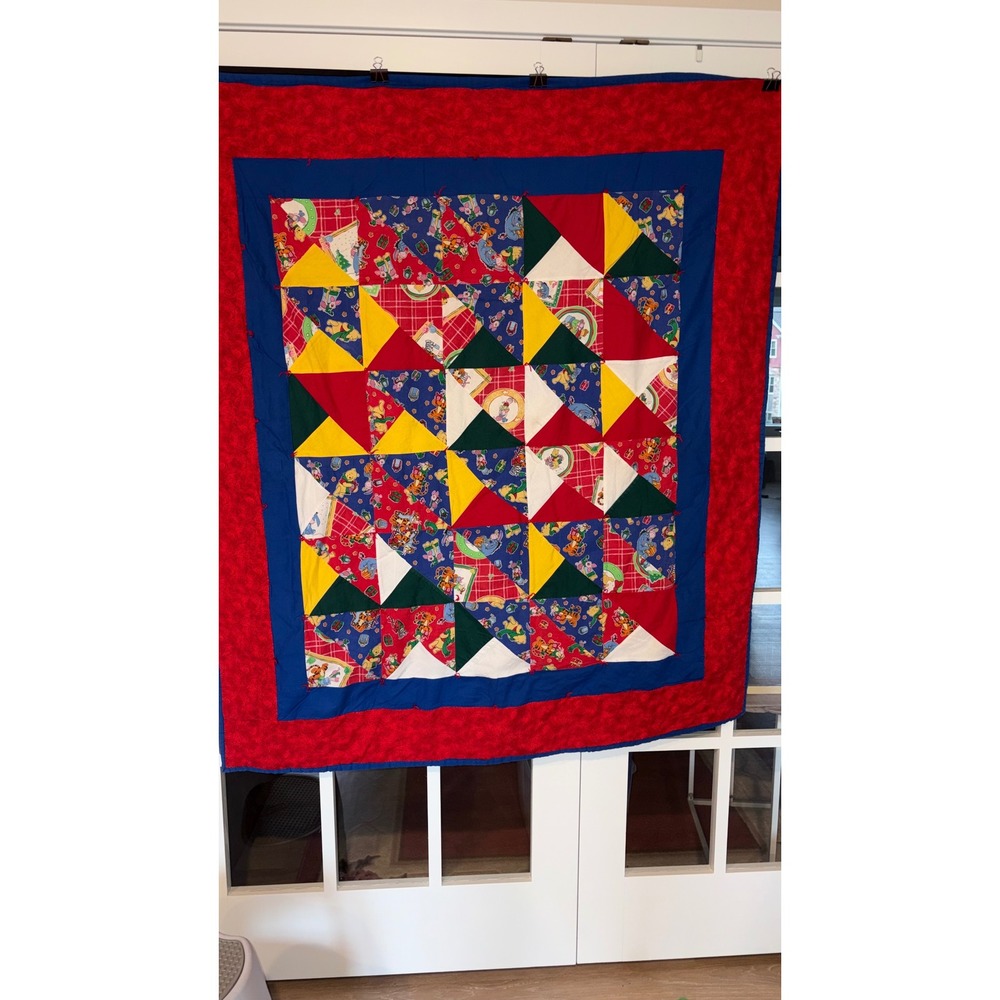 Winnie the Pooh Tied Quilt - Handcrafted Childhood Blanket - Multi-Color